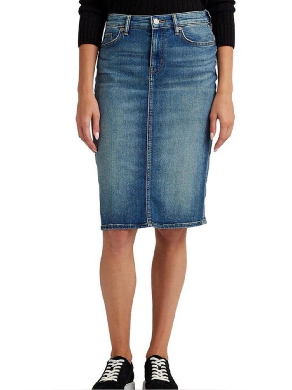 Lauren Ralph Lauren Stretch Denim 10 Mid Rise Pencil Denim Skirt